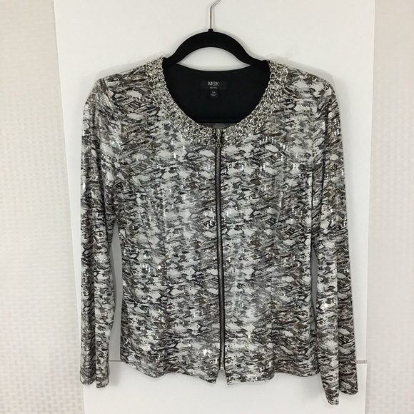MSK SILVER METALLIC LONG SLEEVE JACKET - Picture 2 of 3